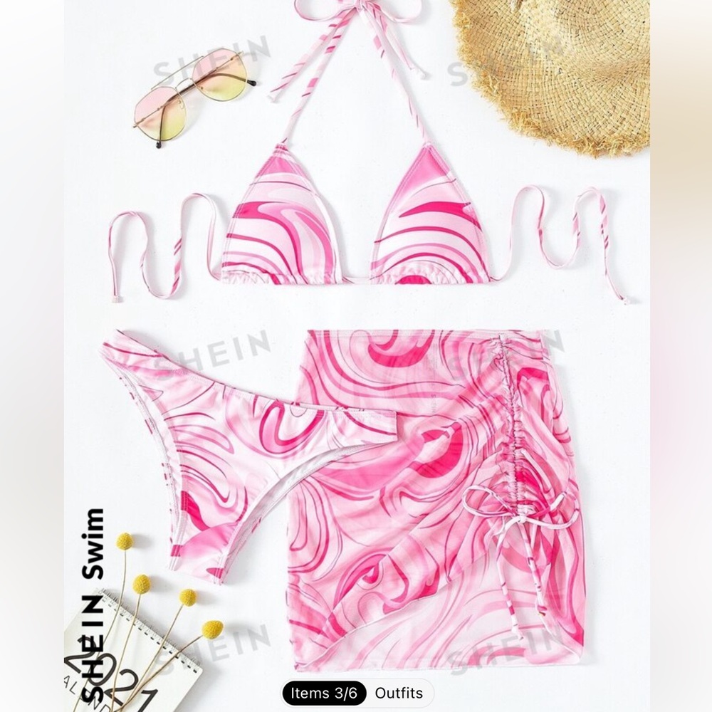 Swim Summer Beach 3packs
Allover Print Halter Bikini & Cover Up